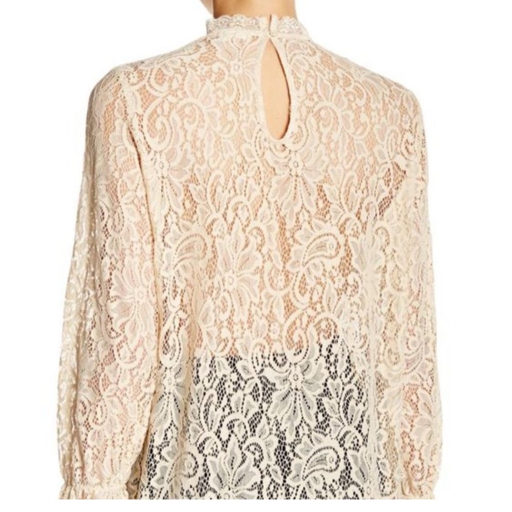 Pleione Beige Lace Long Bell Sleeve Top size S - Picture 3 of 8